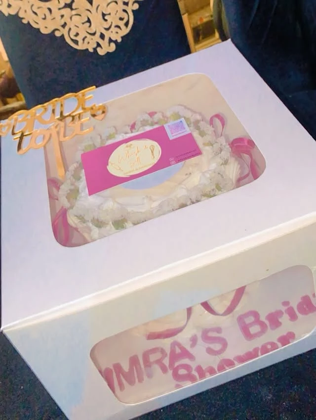 'Bride to be' celebration cake for Nimra with snowdrop floral decorations and elegant design - Pre-Wedding Cakes Karachi By Whisk And Sift
